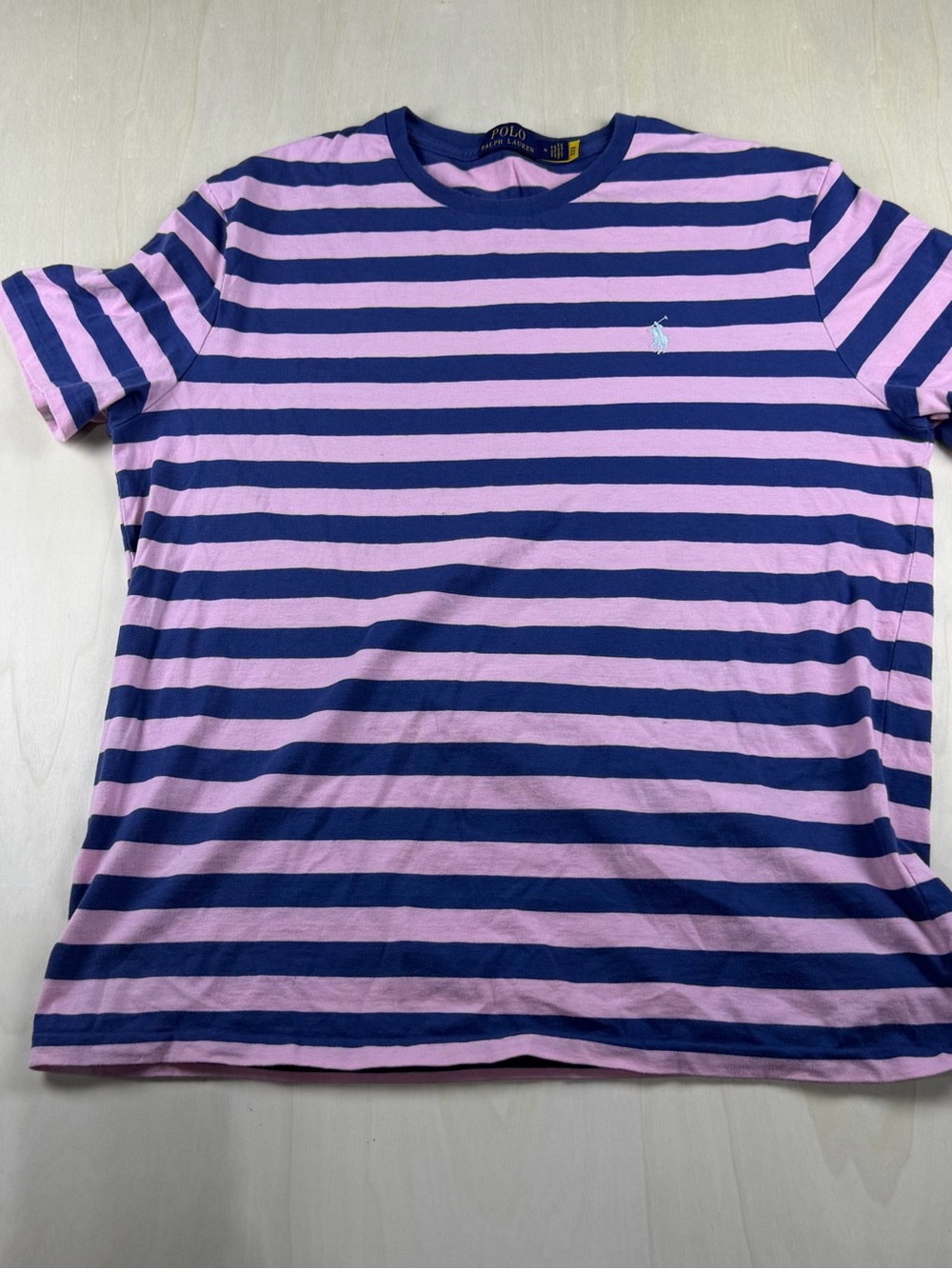Ralph Lauren Navy & Pink Striped Short-Sleeve Polo Tee